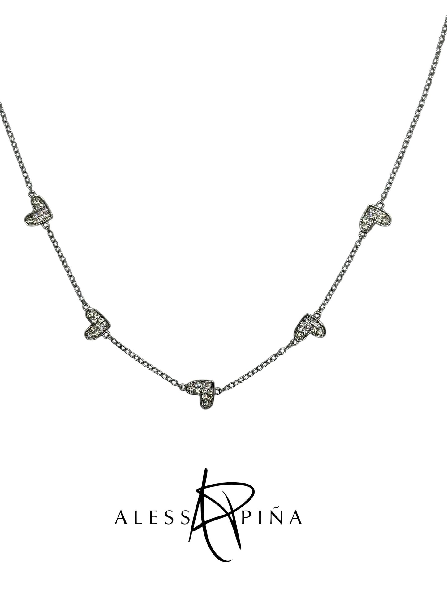 Collar Corazones Plata